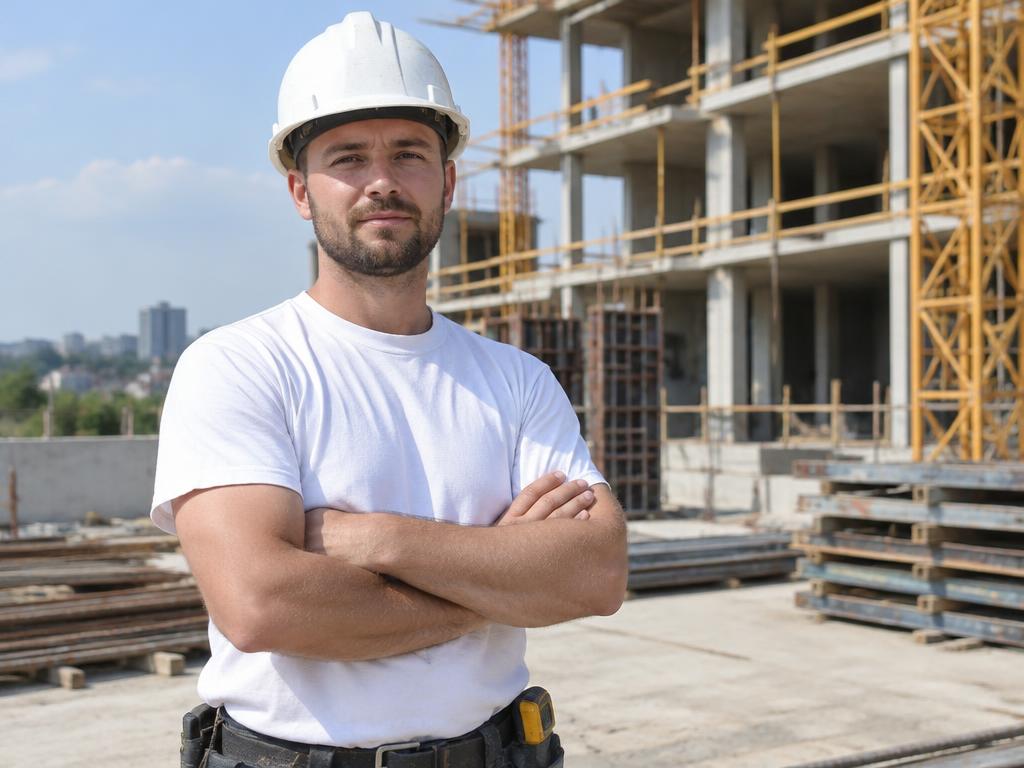 Profissional de construção em obra